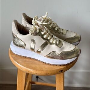Metallic Gold & Cream Sneakers